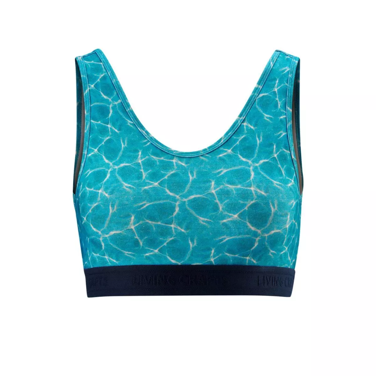 Brassière sport bleu water en coton biologique