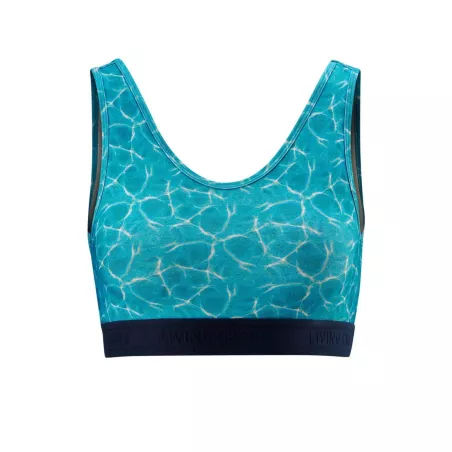 Brassière sport bleu water en coton biologique