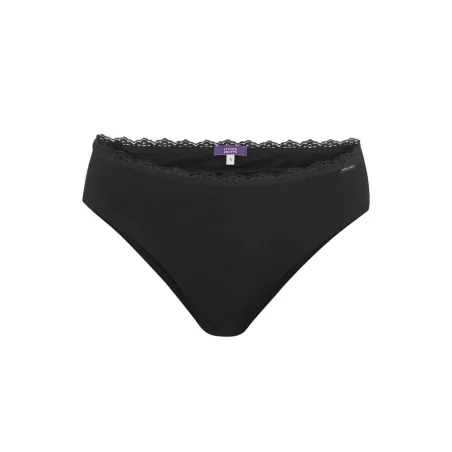 Slip noir coton bio avec dentelles 