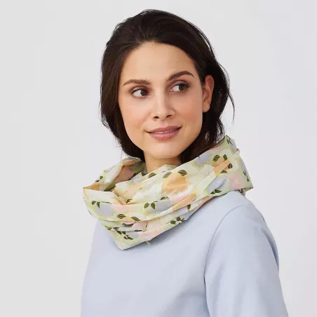 Écharpe femme 100% coton biologique fleurs de lotus