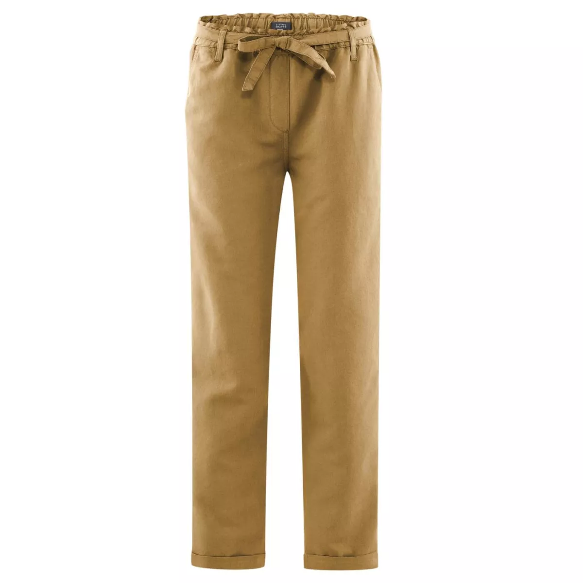 Pantalon femme lin bio et coton bio marron de la marque Living Crafts