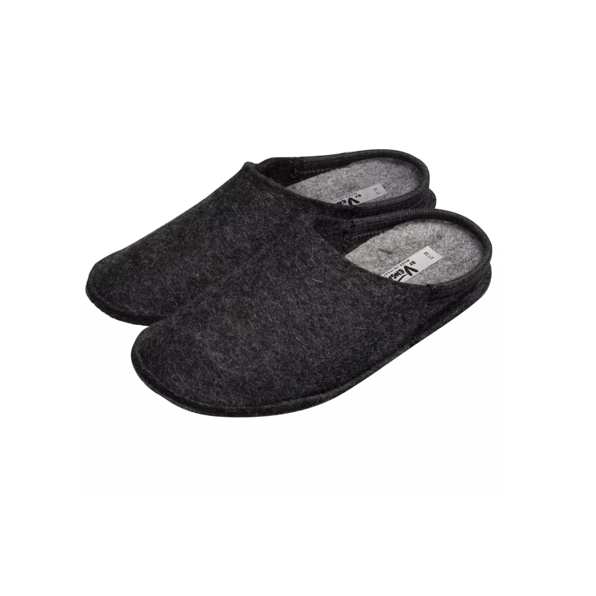 Chaussons en feutre 100% laine noir chiné