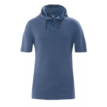 Tee-shirt bleu à capuche coton bio et tencel 