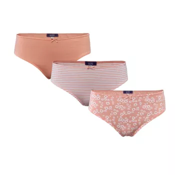 lot de slips uni/rayé/fleuri rose et blanc
