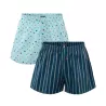 Lot de 2 boxers bleu rayures et pois en coton bio