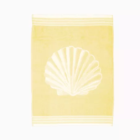 Torchon de cuisine en coton - motif coquillage - jaune