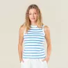 Top bleu et blanc en coton organique