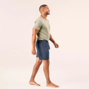 Pyjama en coton organique, tons kaki et bleu