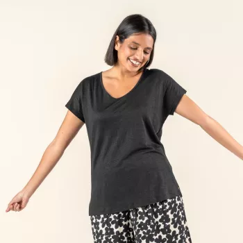 Tee-shirt classique en lin bio noir