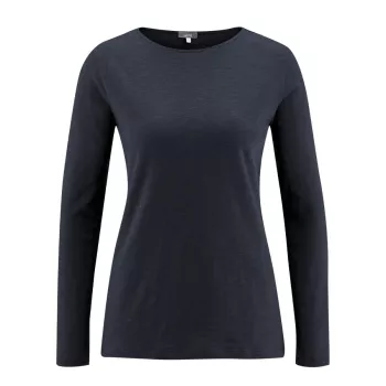 Haut manches longues en coton bio, bleu nuit, HILLA