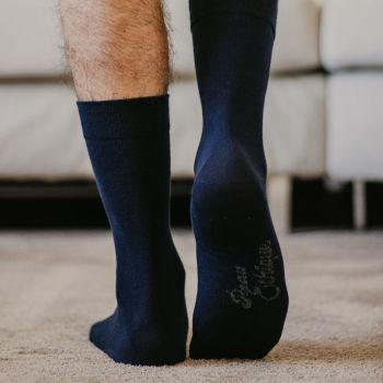 Chaussettes coton bio bleue marine