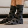 Chaussettes coton bio grises et pois noirs