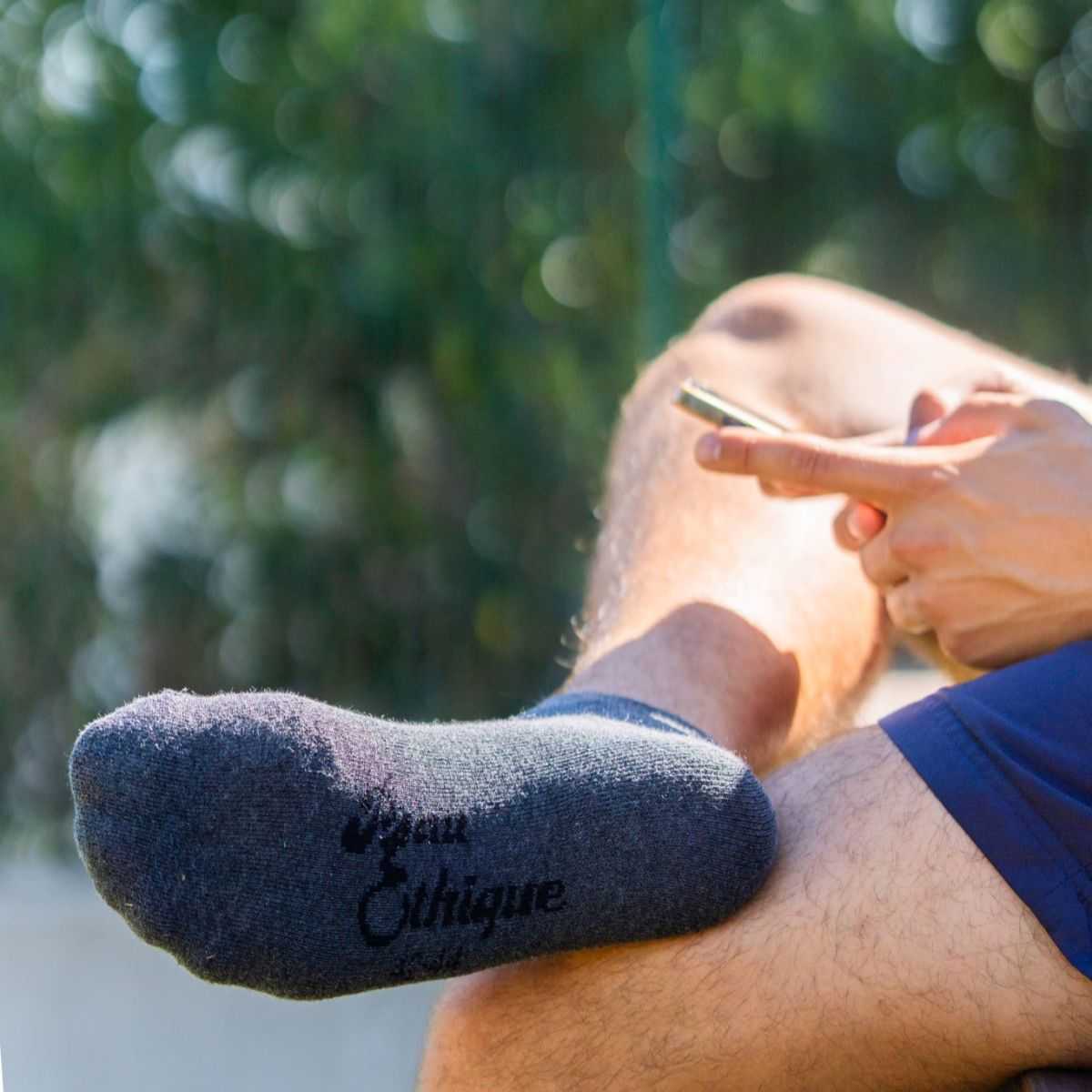 Socquettes gris chiné coton bio 