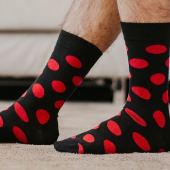 Chaussettes noires pois rouge coton bio