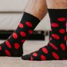 Chaussettes noires pois rouge coton bio