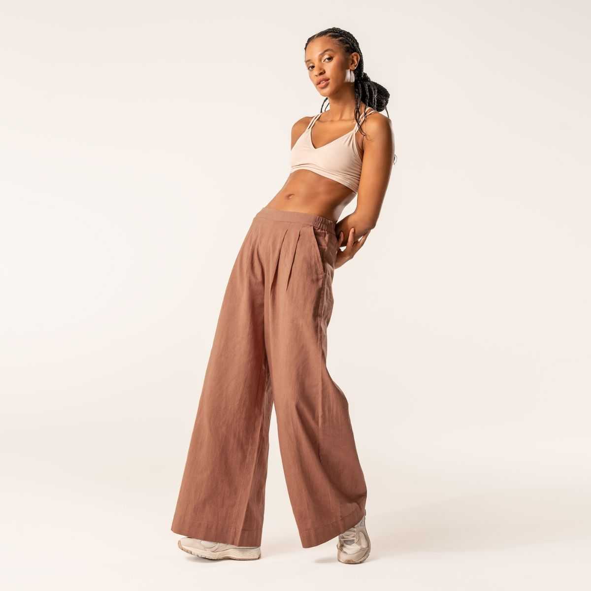 Pantalon en coton bio, DUYEN marron