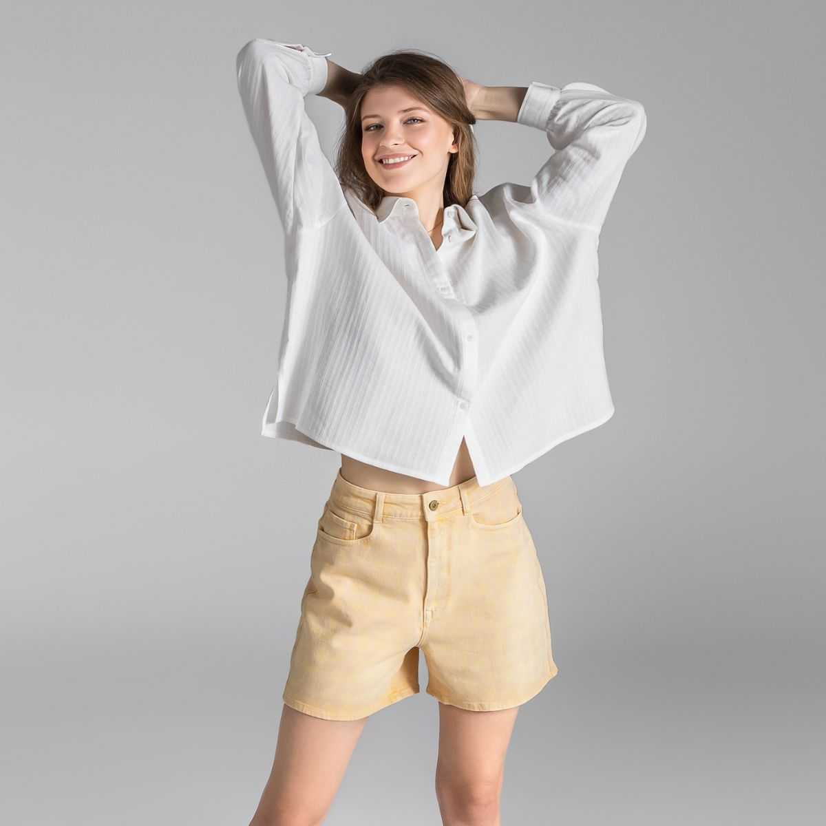 Short en jean, BONTJE, orange