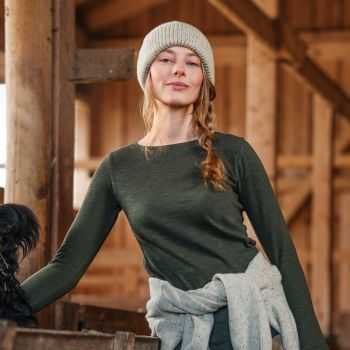 T-shirt manches longues "SINIA" 100 % coton bio, pour femme, forest, GOTS