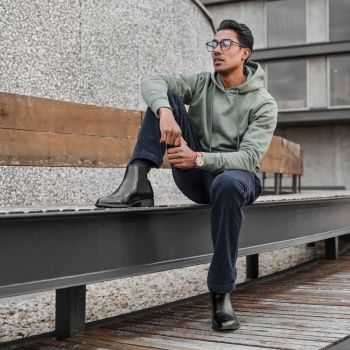 Sweat-shirt à capuche "SASSO" 100% coton bio, GOTS et VEGAN, vert