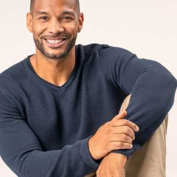 Pull "RENZO" 100% coton bio, unie bleu marine, GOTS et VEGAN