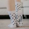 Chaussettes bio en coton imprimé pois noir fond blanc 2