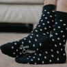 Chaussettes bio en coton imprimé pois blanc sur fond noir 3