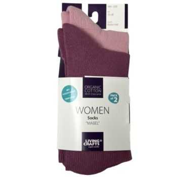 Lot de deux chaussettes " MABEL" 90% de coton bio, rose, GOTS et FWF 1