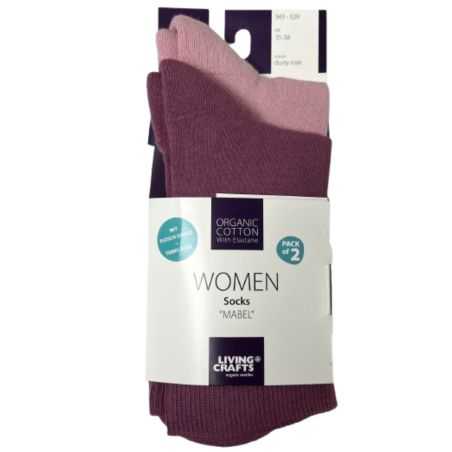 Lot de deux chaussettes " MABEL" 90% de coton bio, rose, GOTS et FWF 1