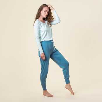 Pantalon de nuit"AVELINE" bleu a petit poit 