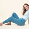 Pantalon de nuit"AVELINE" bleu a petit poit 