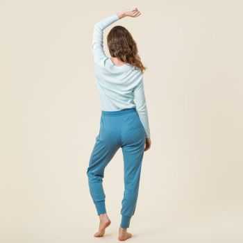 Pantalon de nuit"AVELINE" bleu a petit poit 