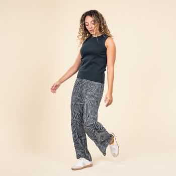 Débardeur en coton bio, blanc et bleu, RITA