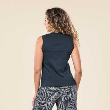 Débardeur en coton bio, blanc et bleu, RITA