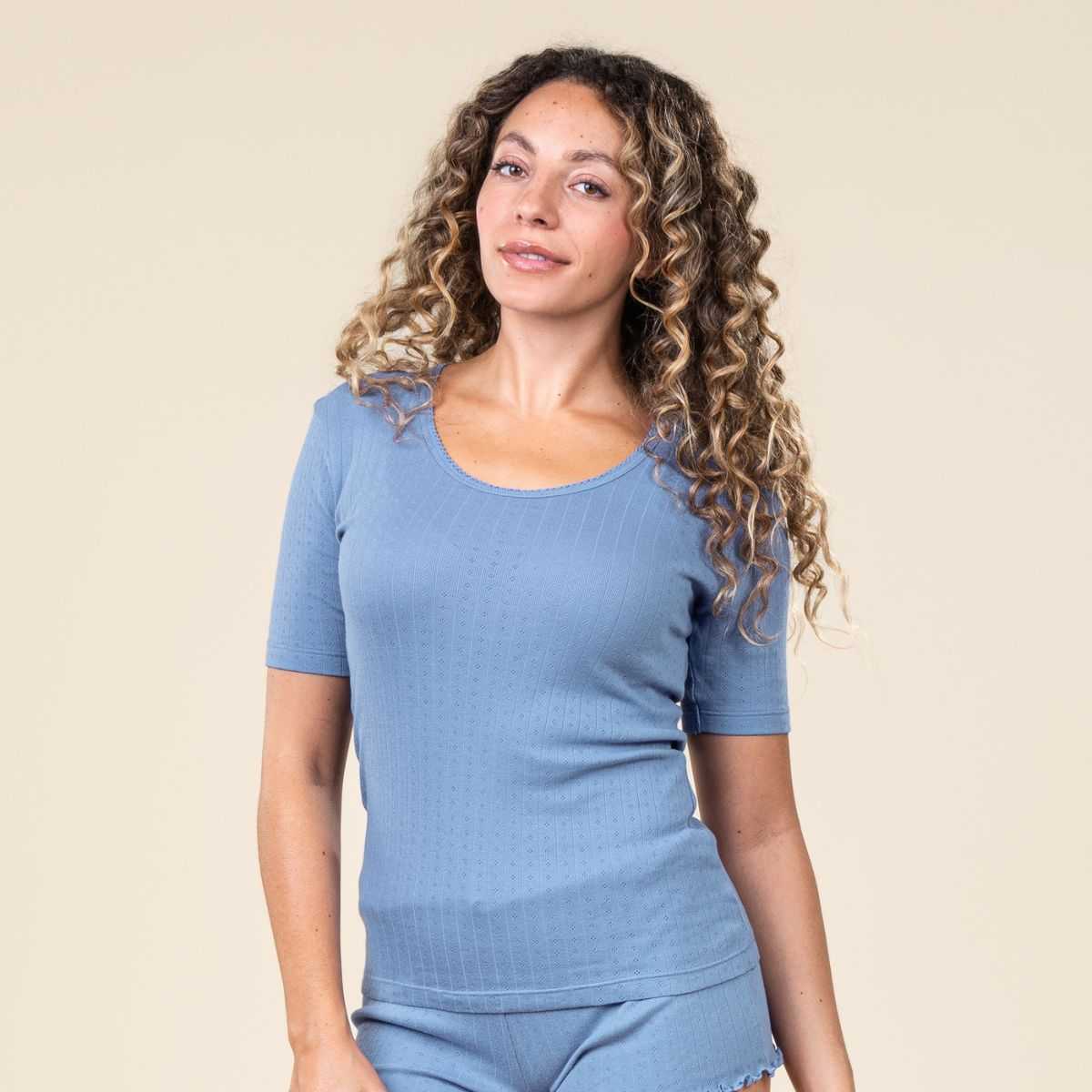 Haut de pyjama en coton bio, vert, ROOS