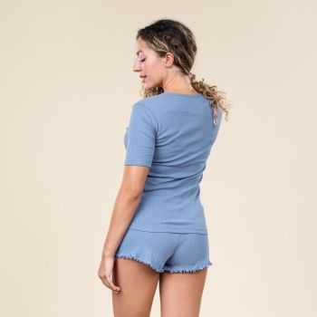 Haut de pyjama en coton bio, vert, ROOS