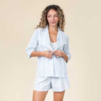 Pyjama-Shorts "TRICIA" bleu blanc