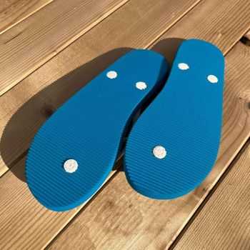 Tongs "PROCIDA" - Bleu océan - Pois blanc