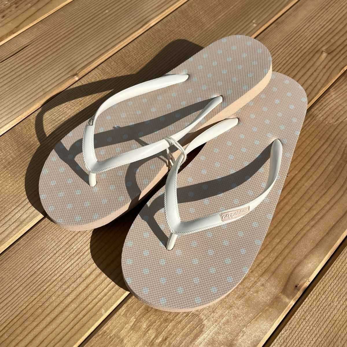 Tongs "AMALFI" - Beige - Pois blanc