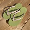 Tongs "ORIA" - Semelle verte et crème - Strap rose