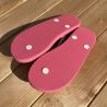 Tongs rose à pois crême, caoutchouc d'hévéa, femme