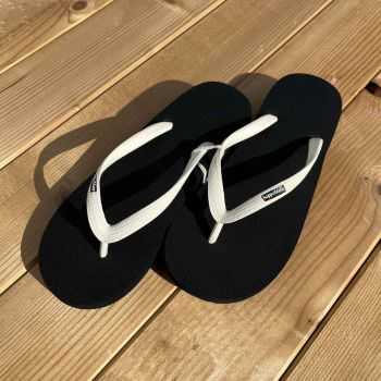 Tongs "HONOLULU" - Talons compensés - Semelle noire - Strap blanc