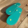 Tongs "IZUBA" - Semelle rose et bleu - Strap jaune clair