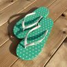 Tongs "JEJU" - Semelle bleue turquoise et pois blancs - Strap blanc