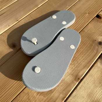 Tongs Largos femme gris clair à pois