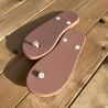 Tongs "LILOAN" - Semelle rose, pois blancs - Strap blanc