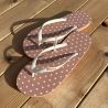 Tongs "LILOAN" - Semelle rose, pois blancs - Strap blanc
