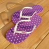 Tongs "SANTACRUZ" - Semelle violette, pois blancs - Strap blanc