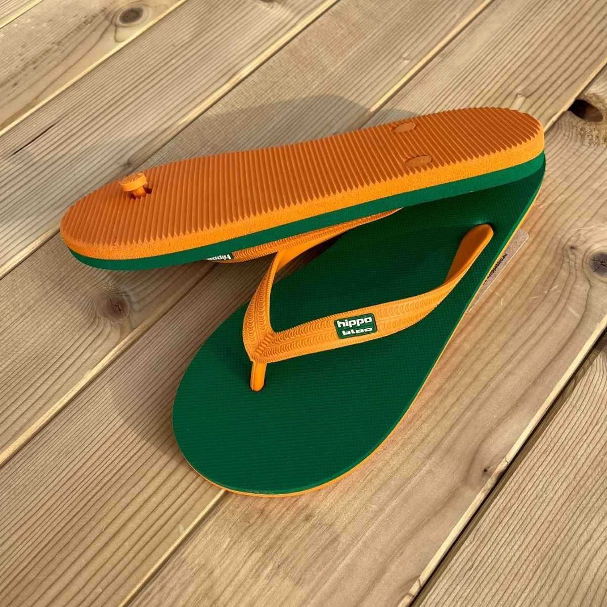 Tongs "SUWAN" - Semelle verte et orange - Strap orange