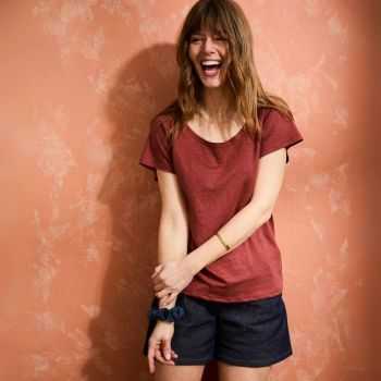 T-shirt "ALINA" col rond 100% lin