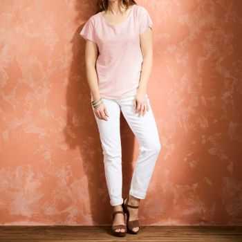 T-shirt "ALINA" col rond 100% lin